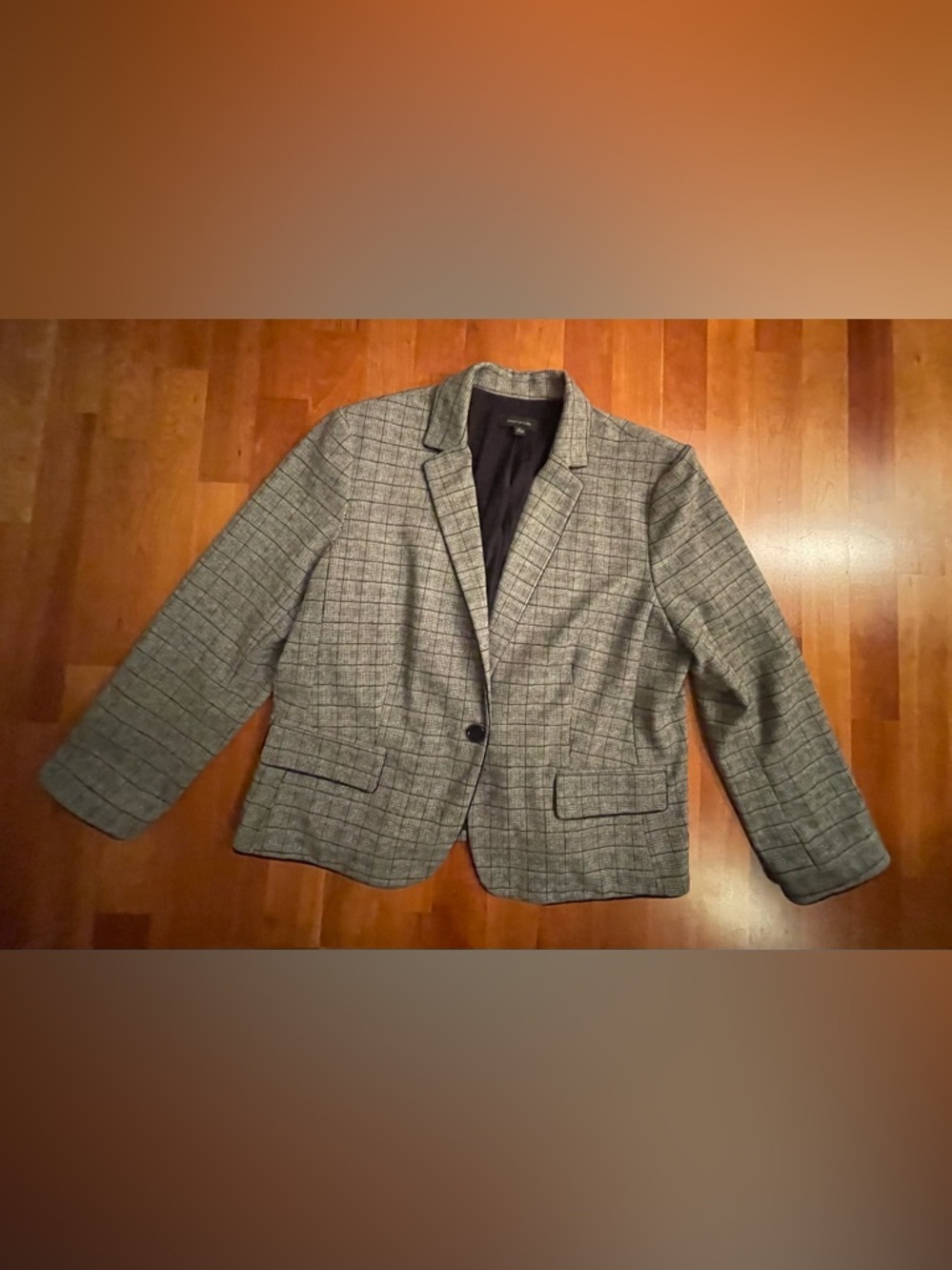 Ann Taylor Gray Glen Plaid Single-Button Blazer